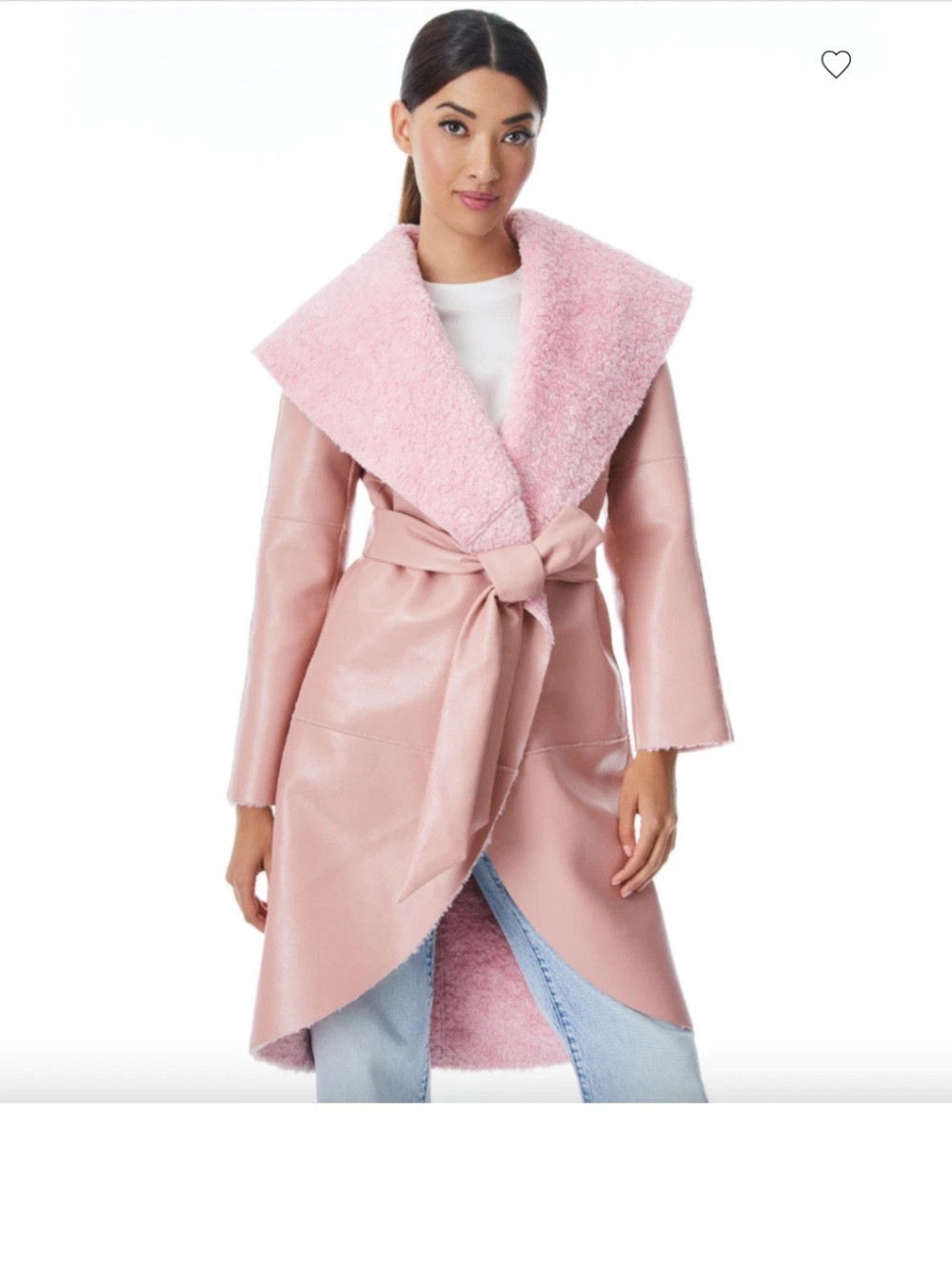 Alice + Olivia Pink Faux-Shearling Wrap Coat